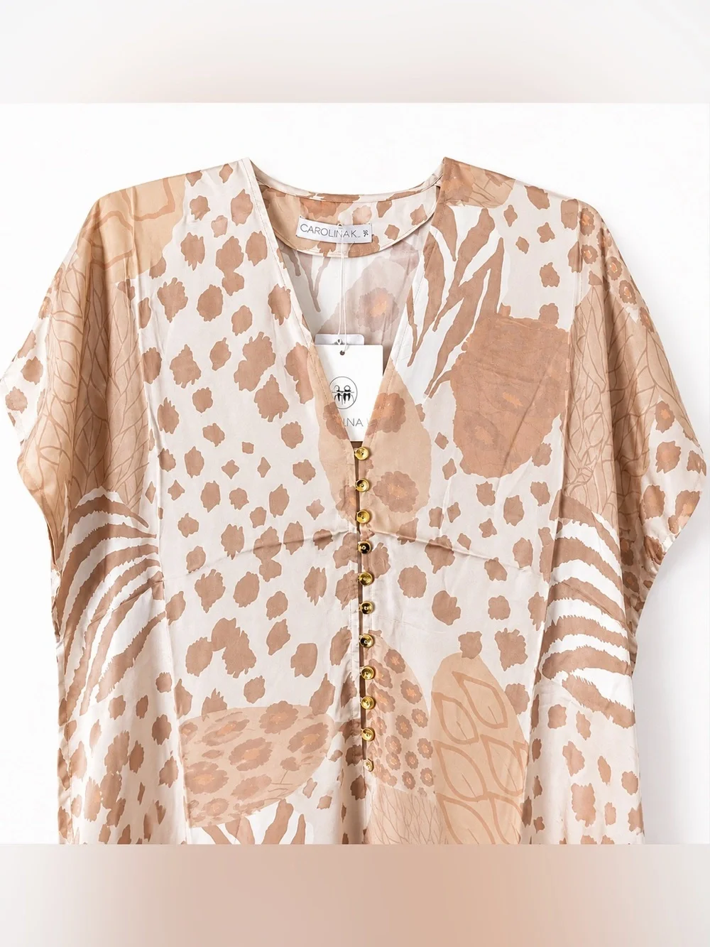 Free People x Carolina K Sera Silk Blend Harem Jumpsuit NWT Champagne Jungle XS